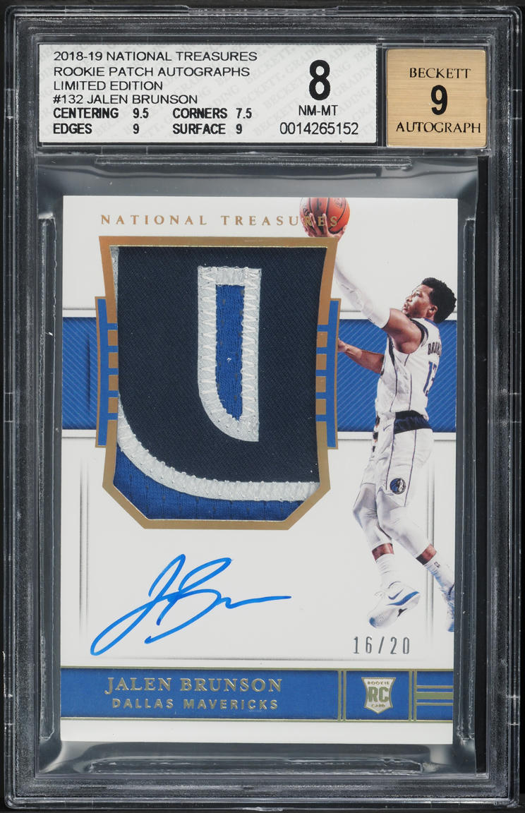 2018 National Treasures Limited Jalen Brunson ROOKIE PATCH AUTO /20 #132 BGS 8 NM-MT