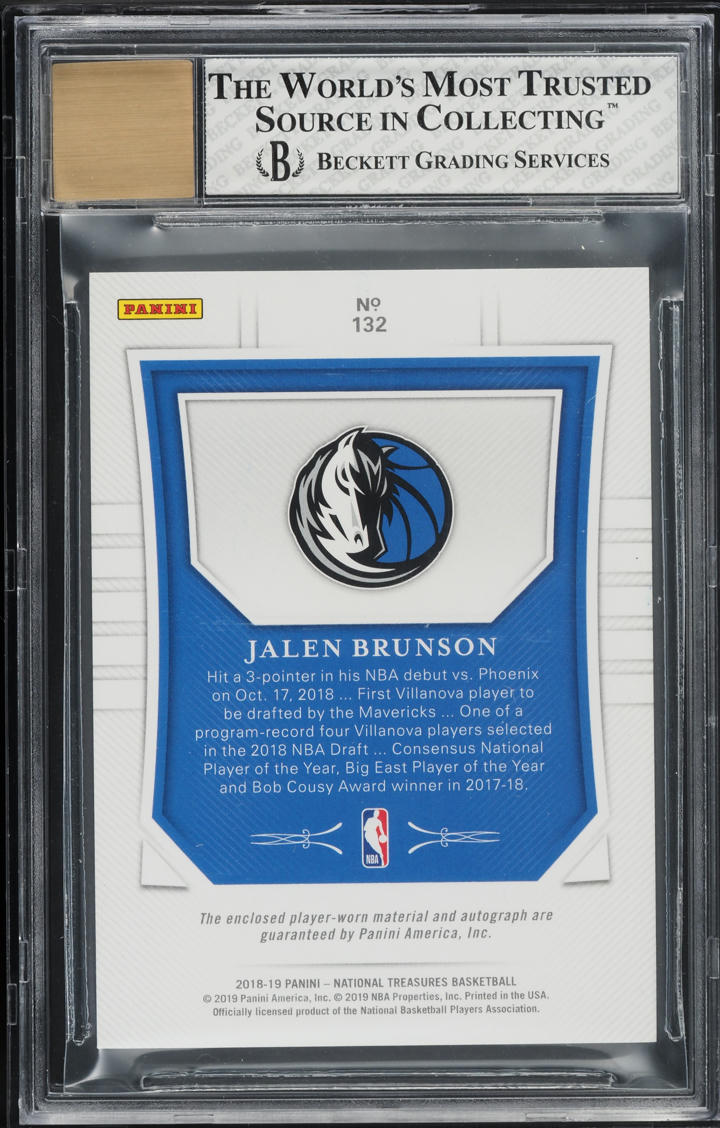2018 National Treasures Limited Jalen Brunson ROOKIE PATCH AUTO /20 #132 BGS 8 NM-MT
