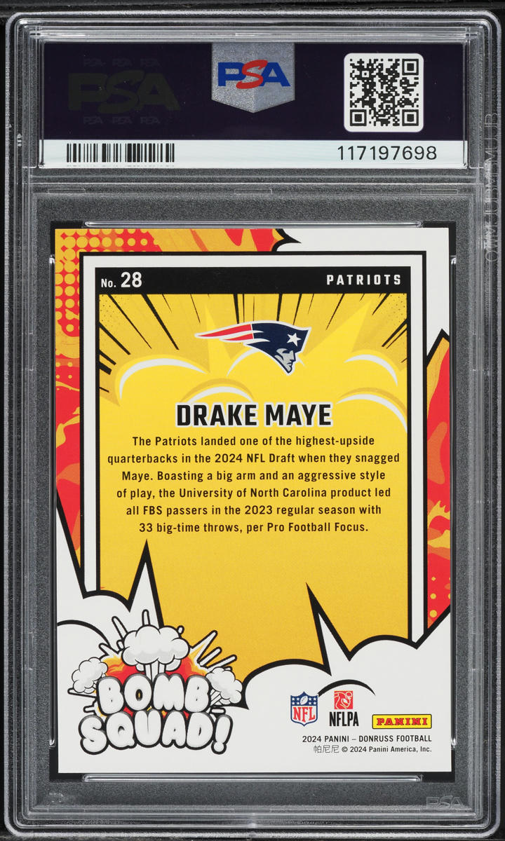 2024 Donruss Bomb Squad Drake Maye ROOKIE #28 PSA 5 EX