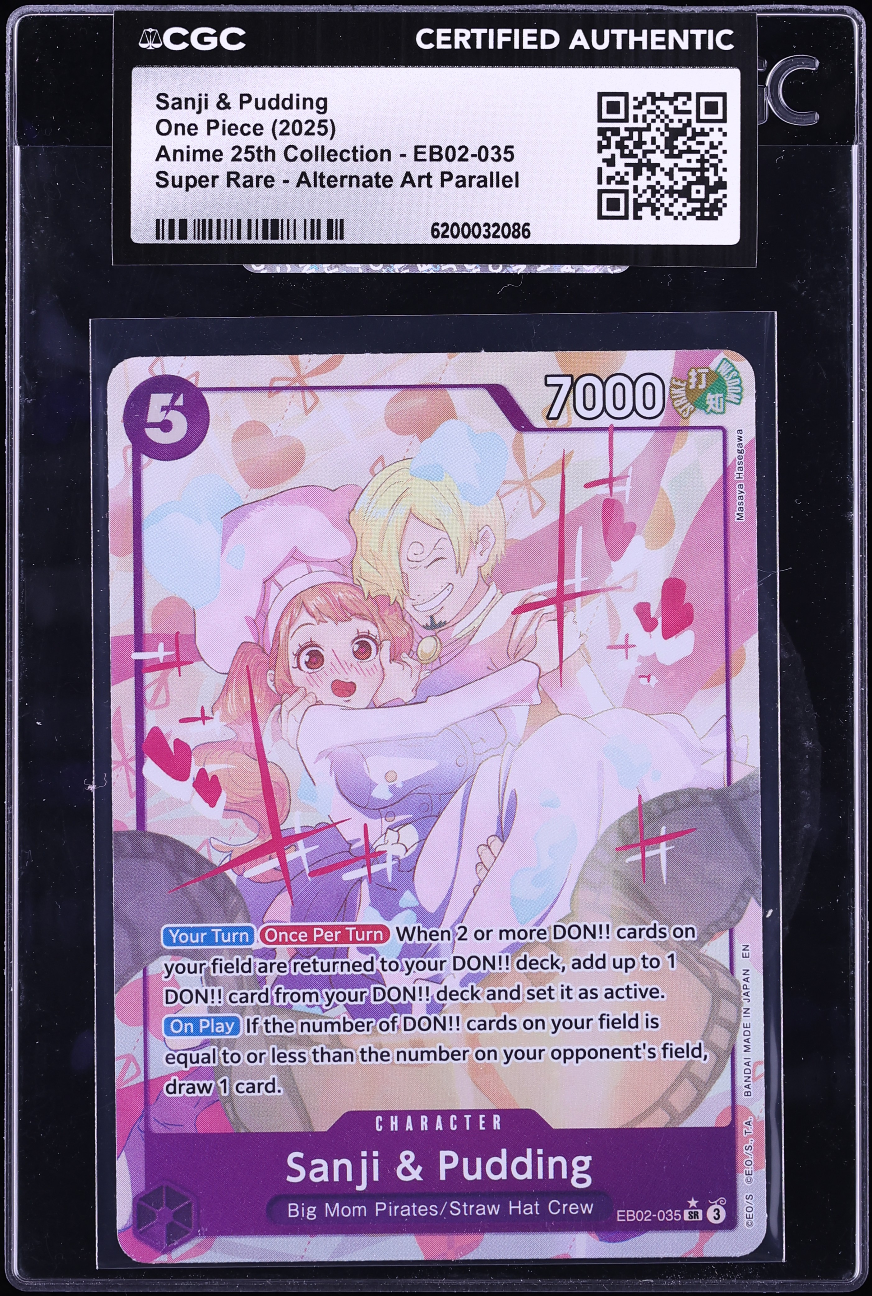 2025 One Piece Anime 25th Collection Alt Art Sanji & Pudding #EB02-035 CGC AUTH