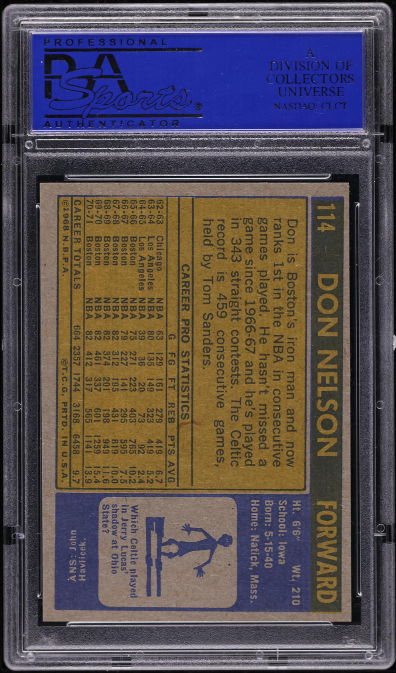 1971 Topps Basketball Don Nelson #114 PSA 9 MINT