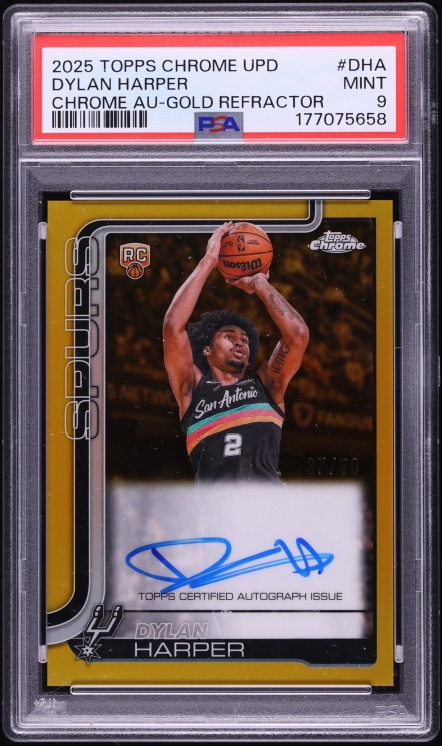 2025 Topps Chrome Update Gold Refractor Dylan Harper ROOKIE AUTO /50 #DHA PSA 9 MINT