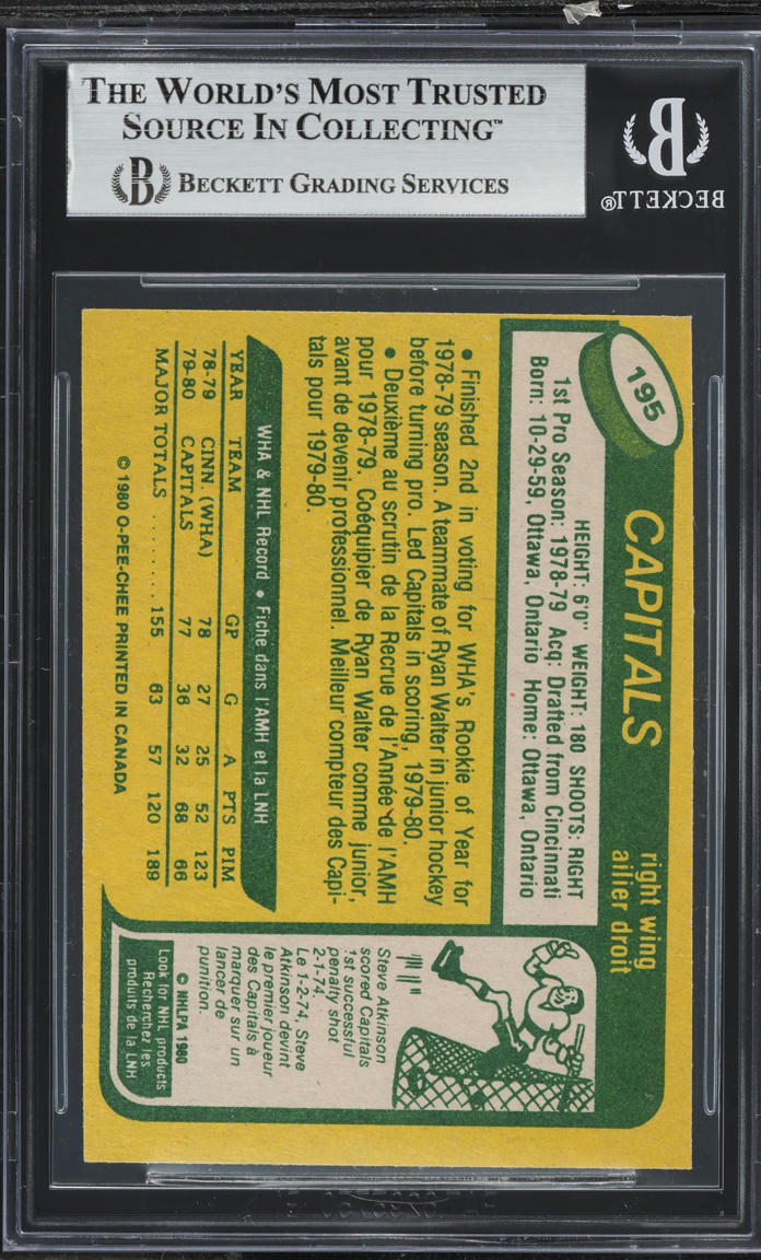 1980 O-Pee-Chee Hockey Mike Gartner ROOKIE #195 BGS 6 EXMT