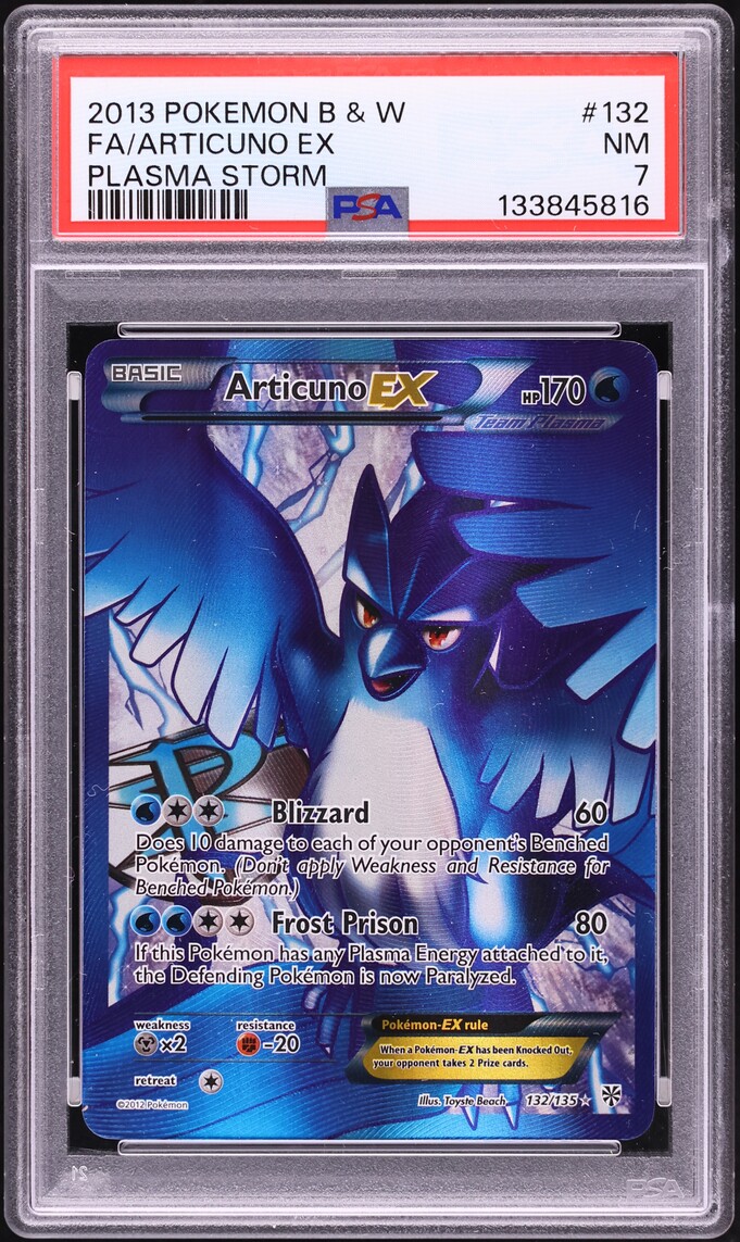 2013 Pokemon Black & White Plasma Storm Full Art Articuno EX #132 PSA 7 NRMT