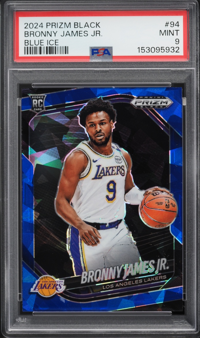 2024 Panini Prizm Black Blue Ice Bronny James Jr. ROOKIE /125 #94 PSA 9 MINT