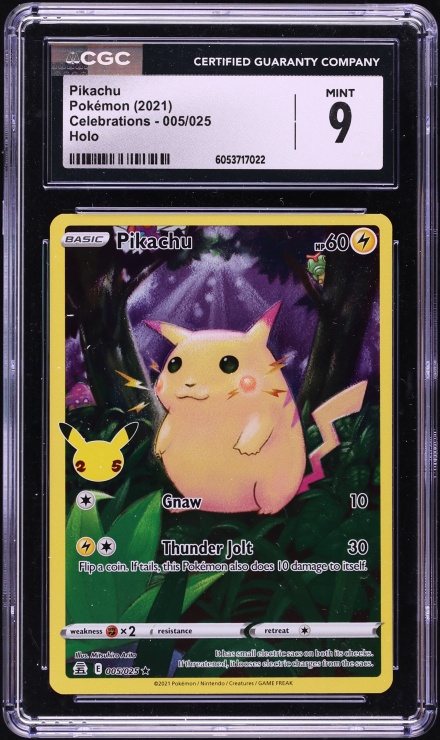 2021 Pokemon Sword & Shield Celebrations Full Art Pikachu #5 CGC 9 MINT