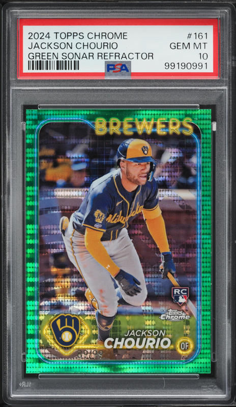 2024 Topps Chrome Green Sonar Refractor Jackson Chourio ROOKIE /99