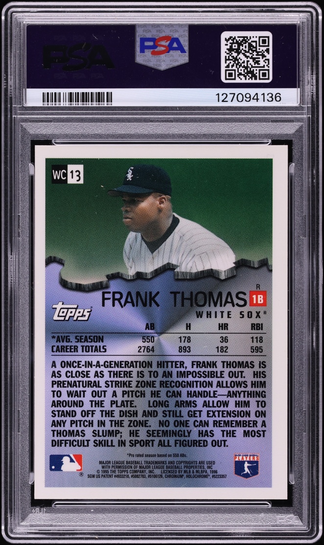1996 Topps Chrome Wrecking Crew Refractor Frank Thomas #WC13 PSA 9 MINT