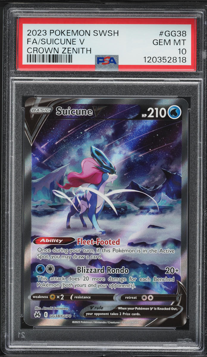 2023 Pokemon SWSH Crown Zenith Full Art Suicune V #GG38 PSA 10 GEM MINT