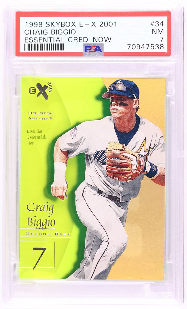 1998 Skybox E-X2001 Essential Credentials Now Craig Biggio /34 #34 PSA 7 NRMT - Photo 1