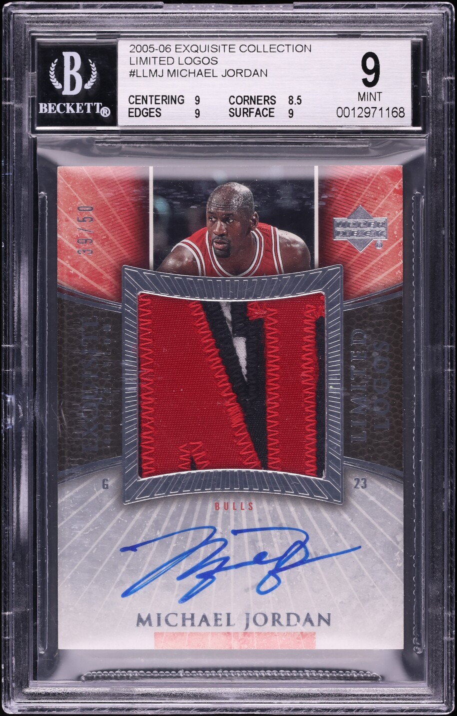 2005 Exquisite Collection Limited Logos Michael Jordan PATCH AUTO /50 BGS 9 MINT