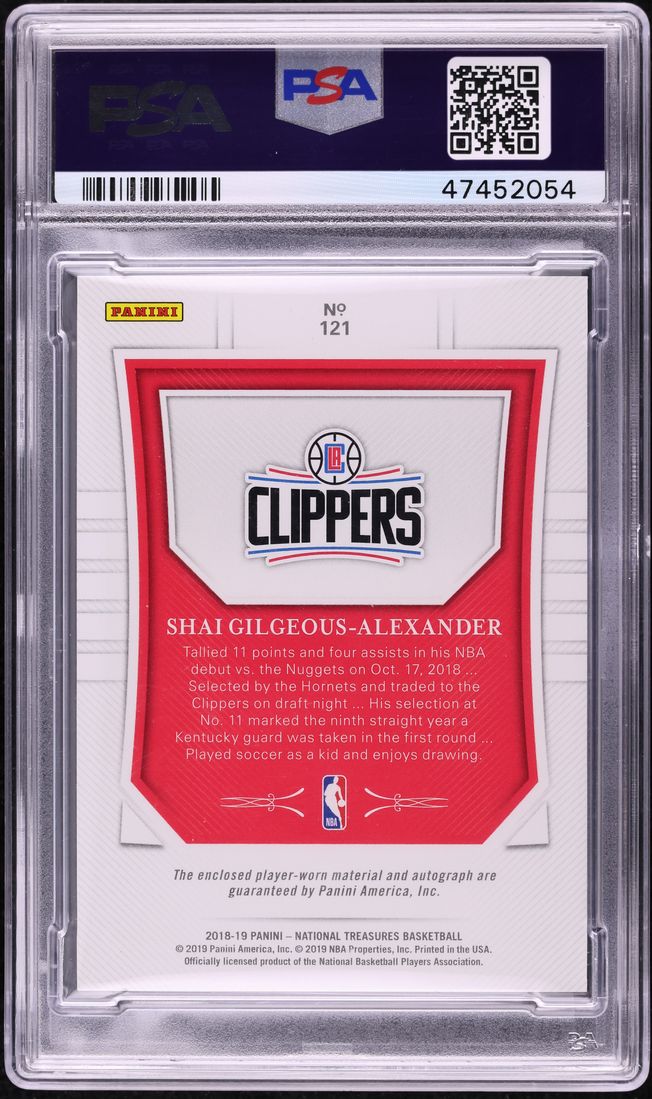 2018 National Treasures Shai Gilgeous-Alexander ROOKIE PATCH AUTO /99 PSA 10 GEM