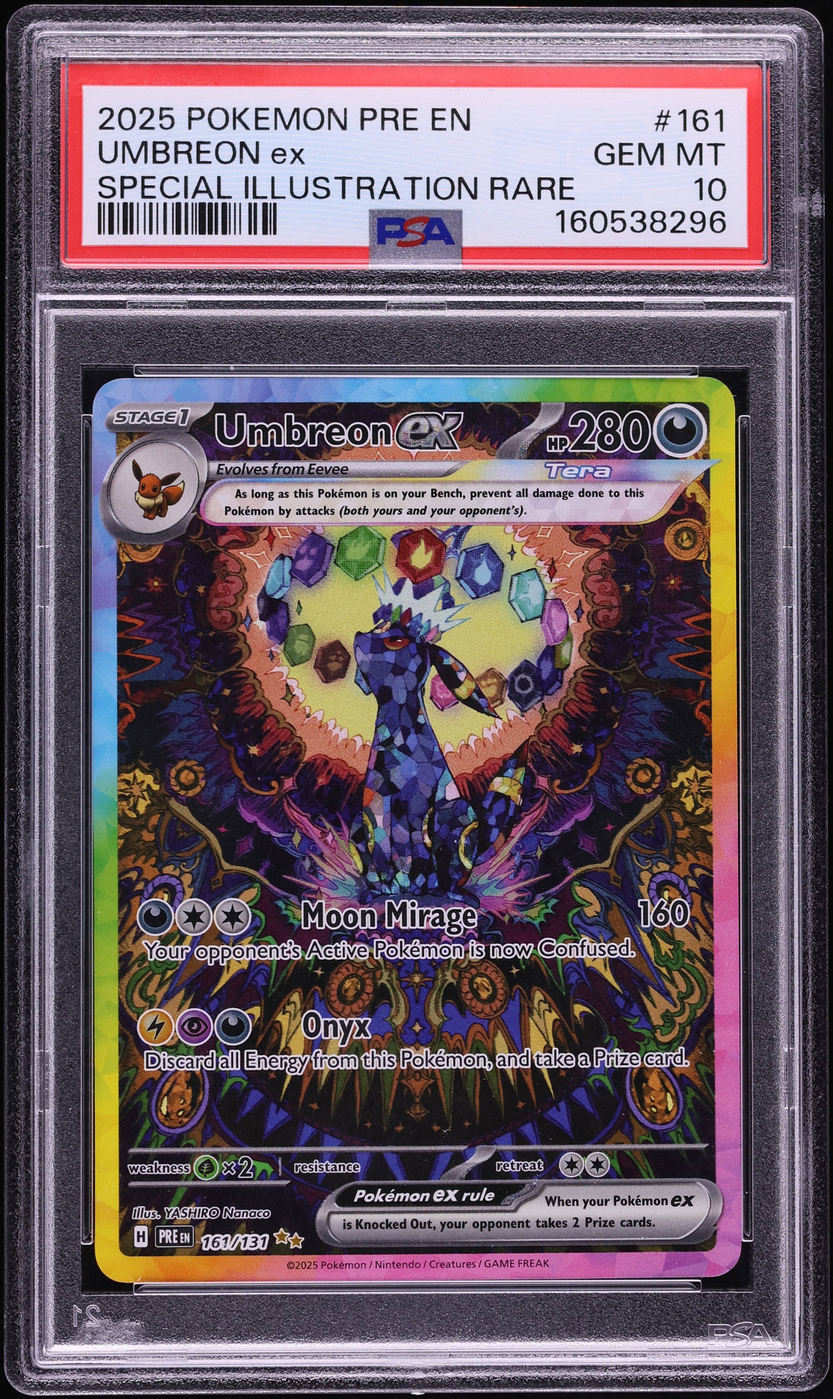 2025 Pokemon Scarlet & Violet Prismatic Evolutions SIR Umbreon ex #161 PSA 10 GEM MINT