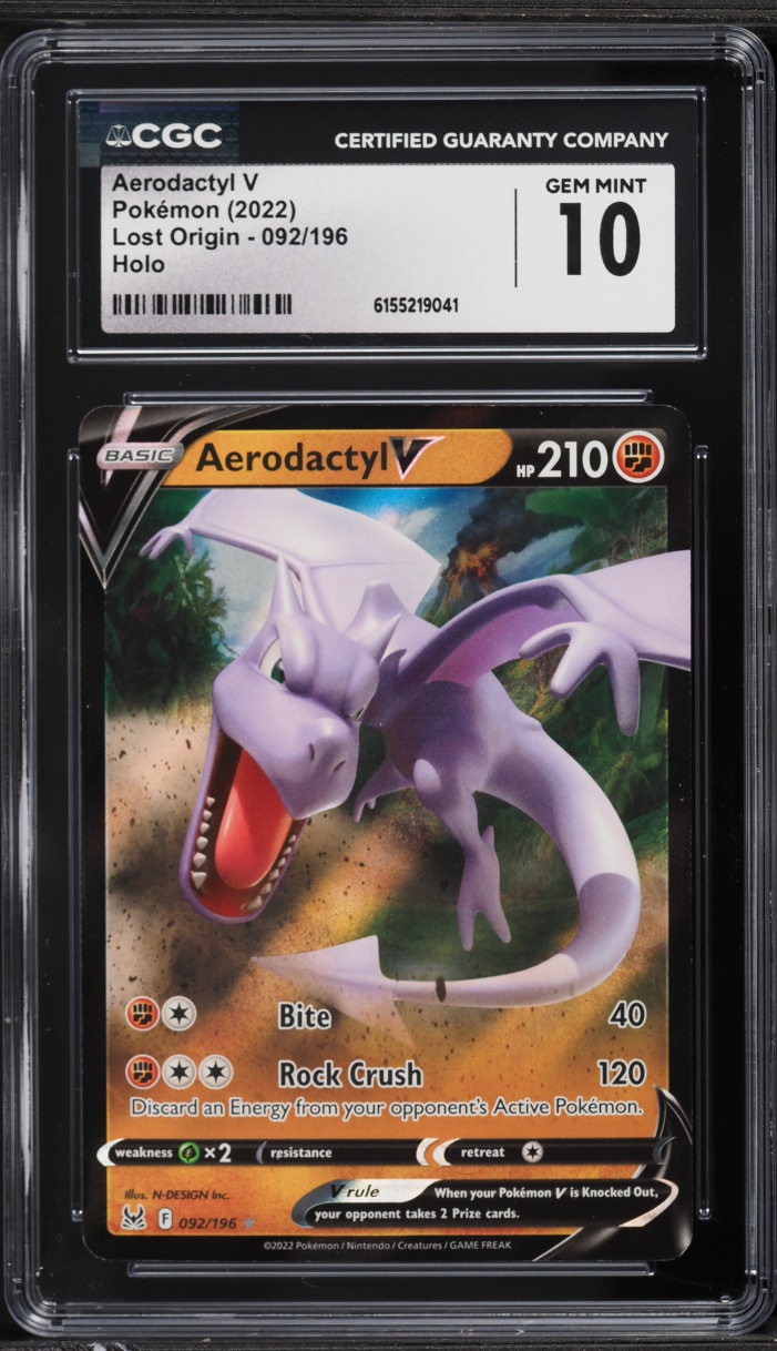 2022 Pokemon Sword & Shield Lost Origin Holo Aerodactyl V #92 CGC 10 GEM MINT