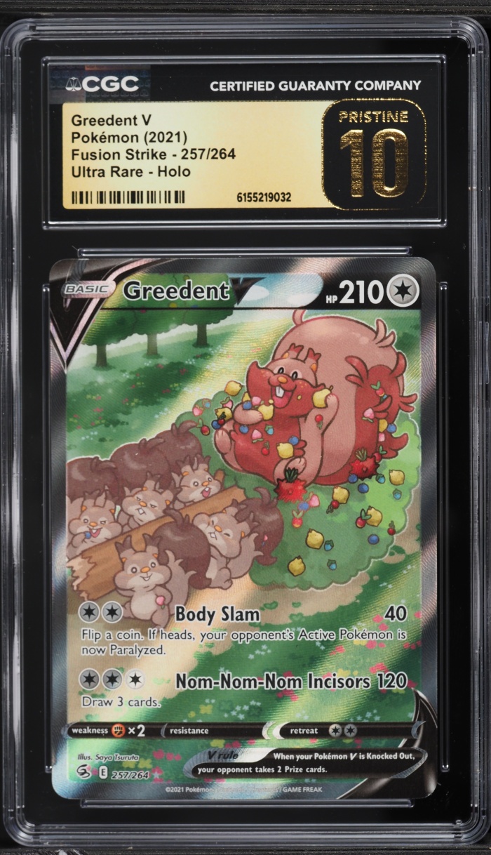 2021 Pokemon Sword & Shield Fusion Strike Alt Art Greedent V #257 CGC 10 PRISTINE