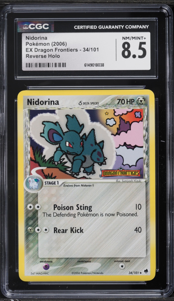 2006 Pokemon EX Dragon Frontiers Reverse Holo Nidorina #34 CGC 8.5 NM-MT+