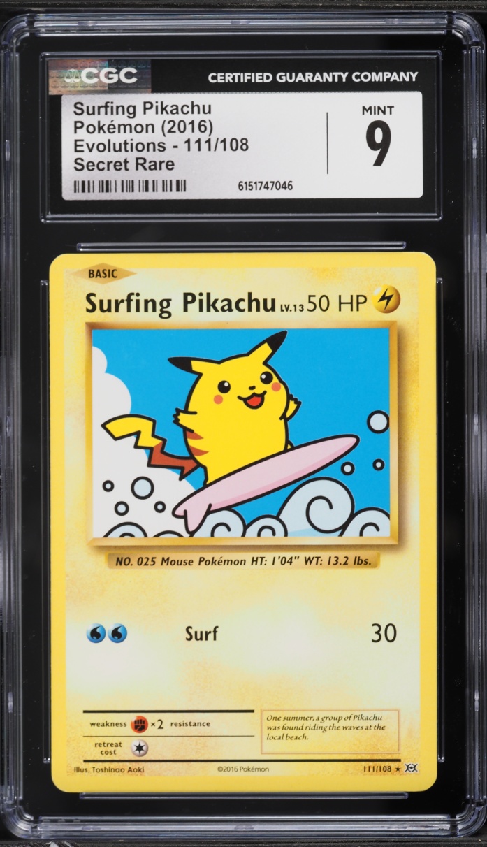 2016 Pokemon XY Evolutions Surfing Pikachu #111 CGC 9 MINT