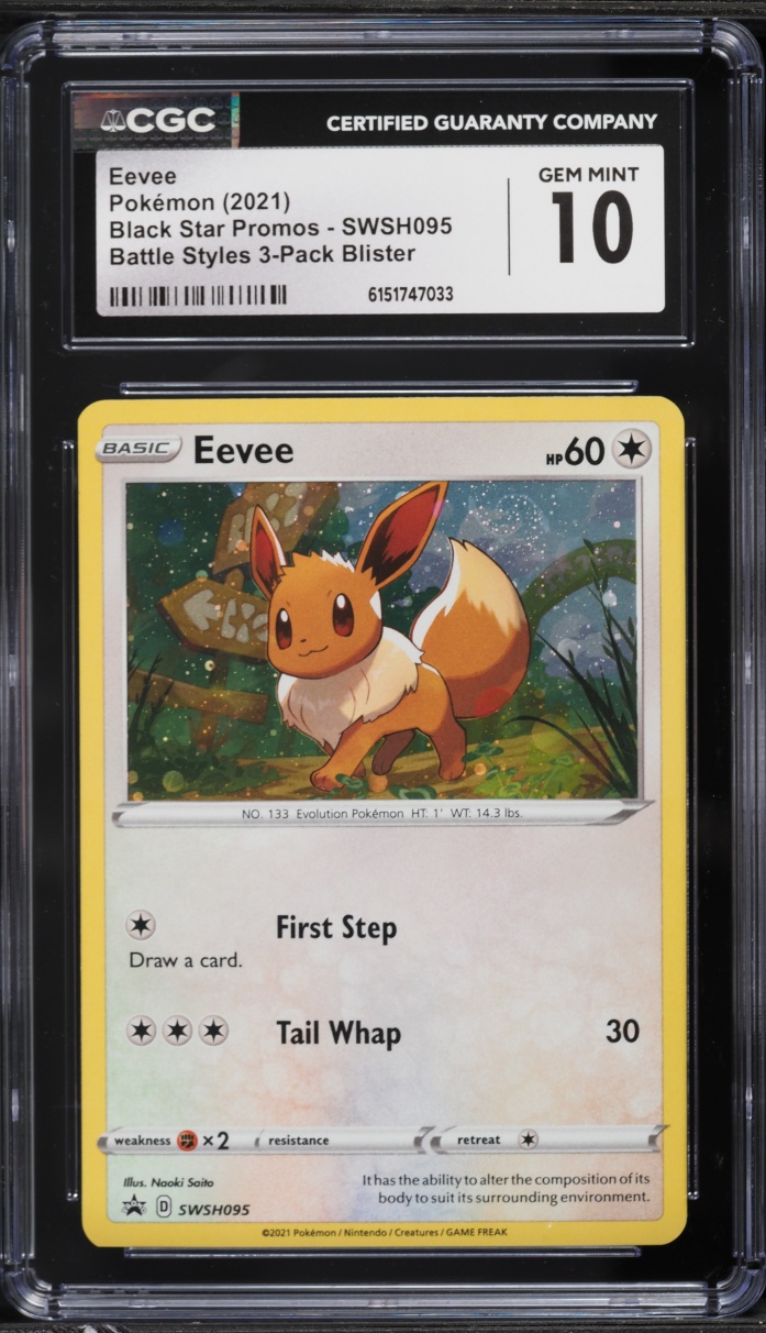 2021 Pokemon SWSH Black Star Promo Battle Styles Holo Eevee #SWSH095 CGC 10 GEM MINT