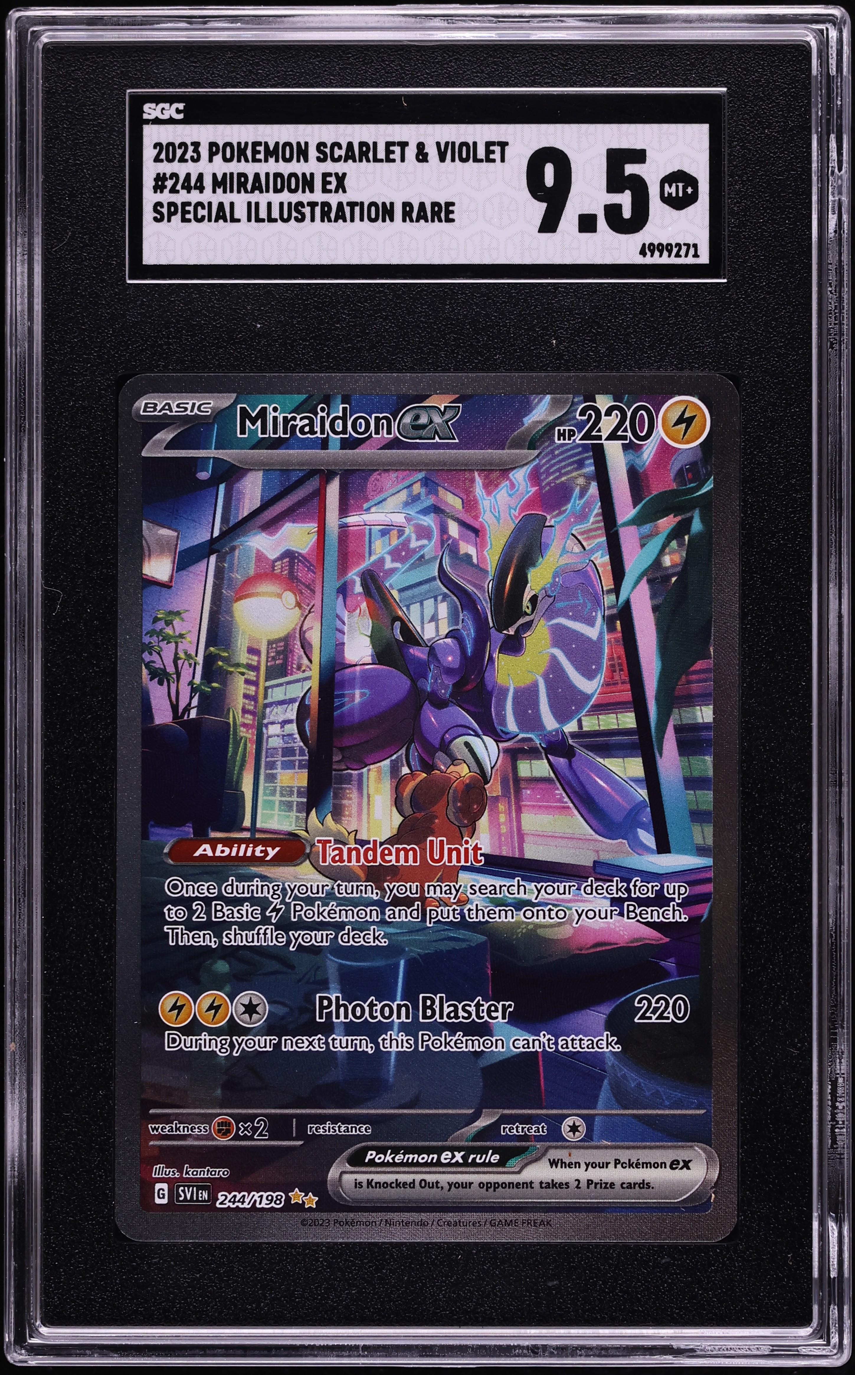 2023 Pokemon Scarlet & Violet SIR Miraidon EX #244 SGC 9.5 MINT+
