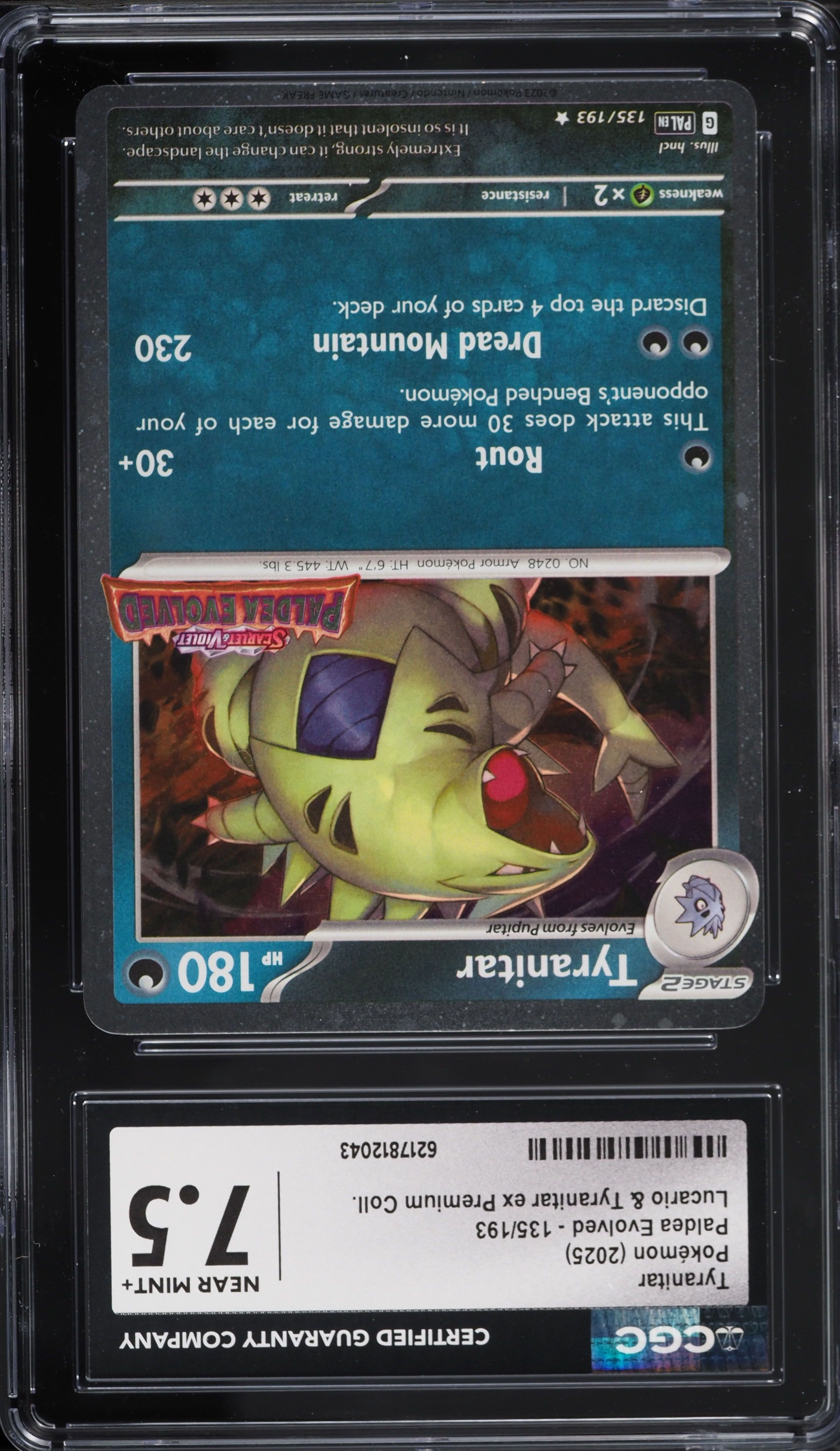 2025 Pokemon Scarlet & Violet Paldea Evolved Premium Collection Tyranitar #135 CGC 7.5 NRMT+
