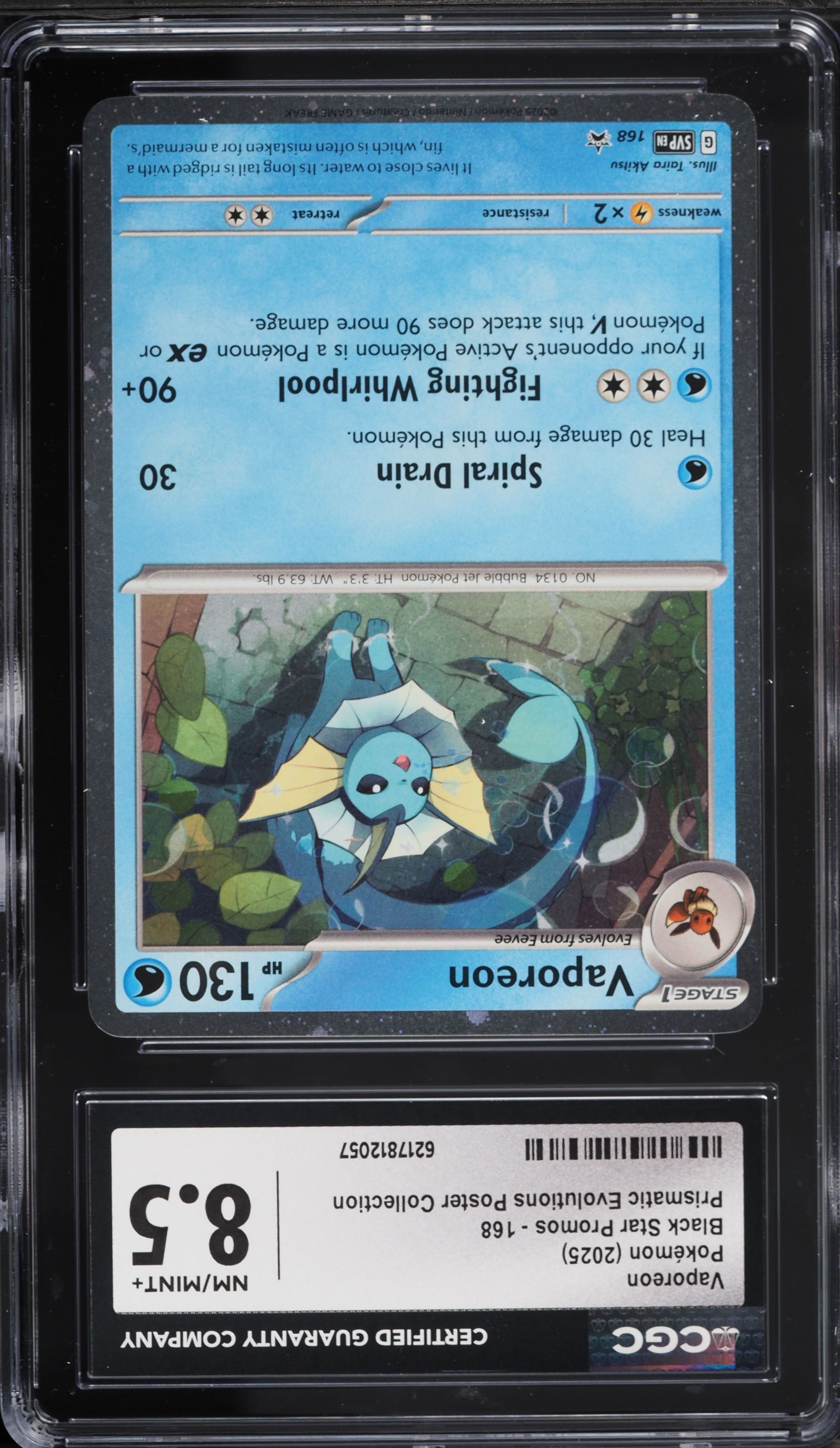 2025 Pokemon SV Promo Prismatic Evolutions Poster Collection Vaporeon #168 CGC 8.5 NM-MT+