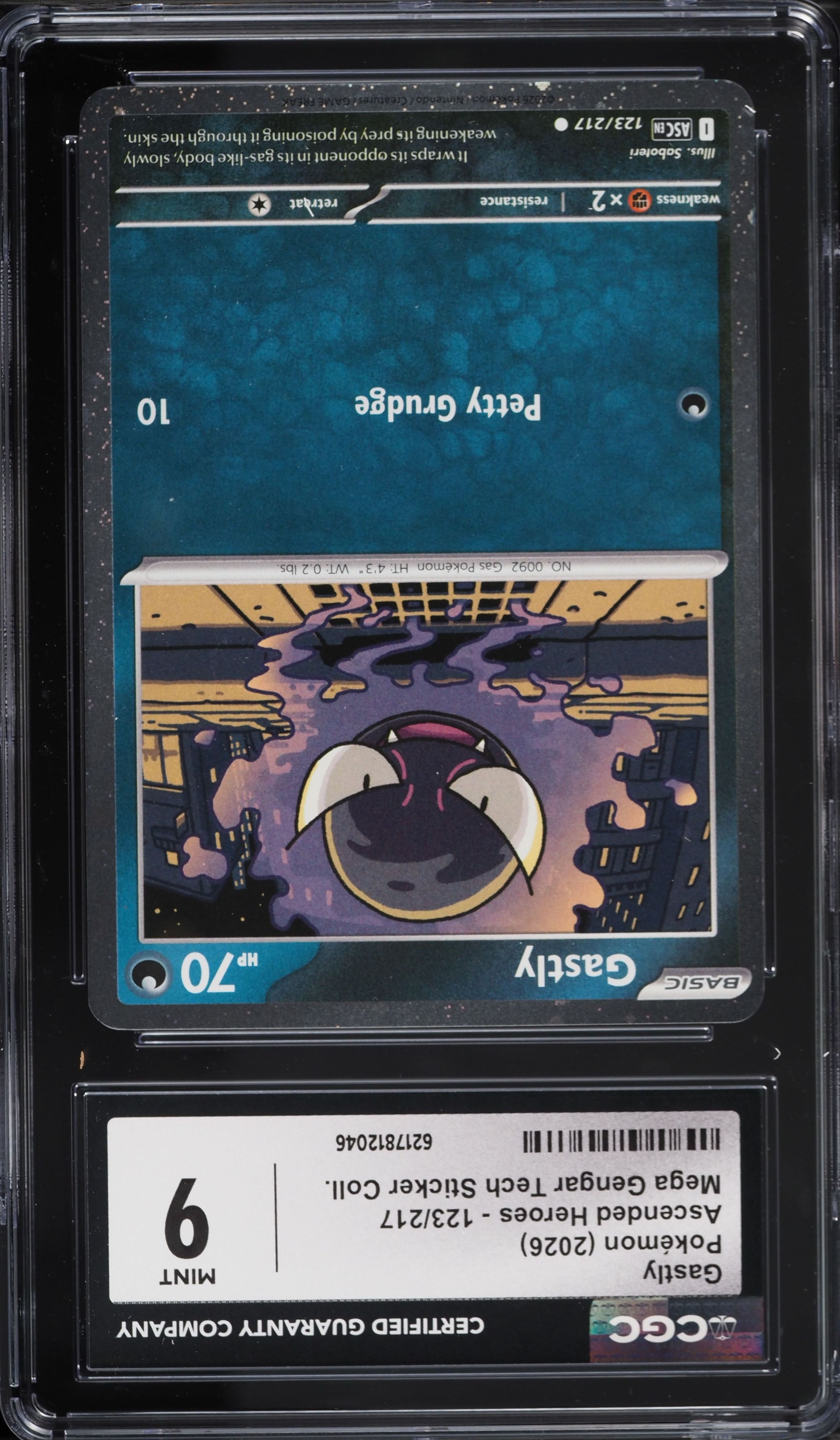 2026 Pokemon Mega Evolution Ascended Heroes Tech Sticker Gastly #123 CGC 9 MINT