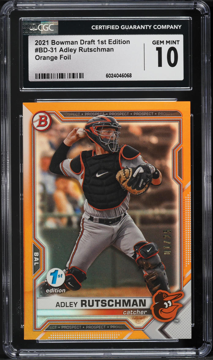 2021 Bowman Draft 1st Edition Orange Foil Adley Rutschman PROSPECT 1/25 CGC 10