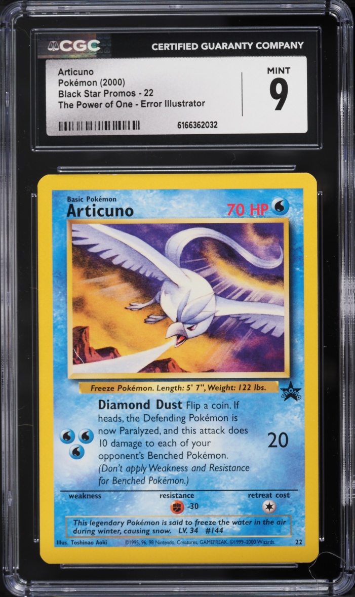 2000 Pokemon Black Star Promo Aoki Error Articuno #22 CGC 9 MINT