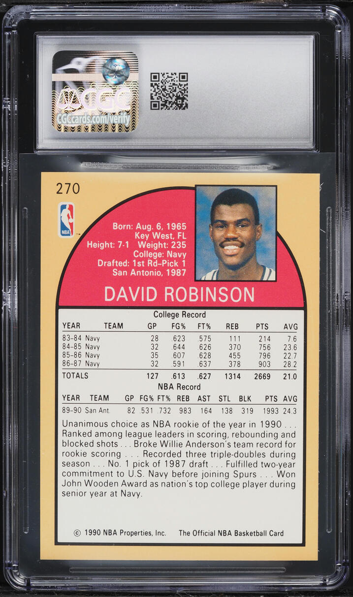 1990 Hoops David Robinson ROOKIE #270 CGC 5.5 EX+
