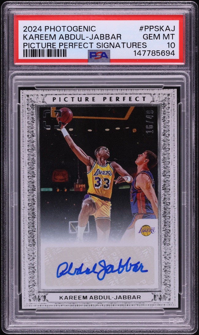 2024 Panini Photogenic Picture Perfect Kareem Abdul-Jabbar AUTO /49 #PPS-KAJ PSA 10 GEM MINT
