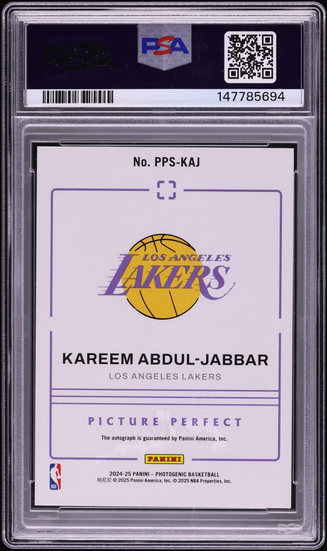 2024 Panini Photogenic Picture Perfect Kareem Abdul-Jabbar AUTO /49 #PPS-KAJ PSA 10 GEM MINT