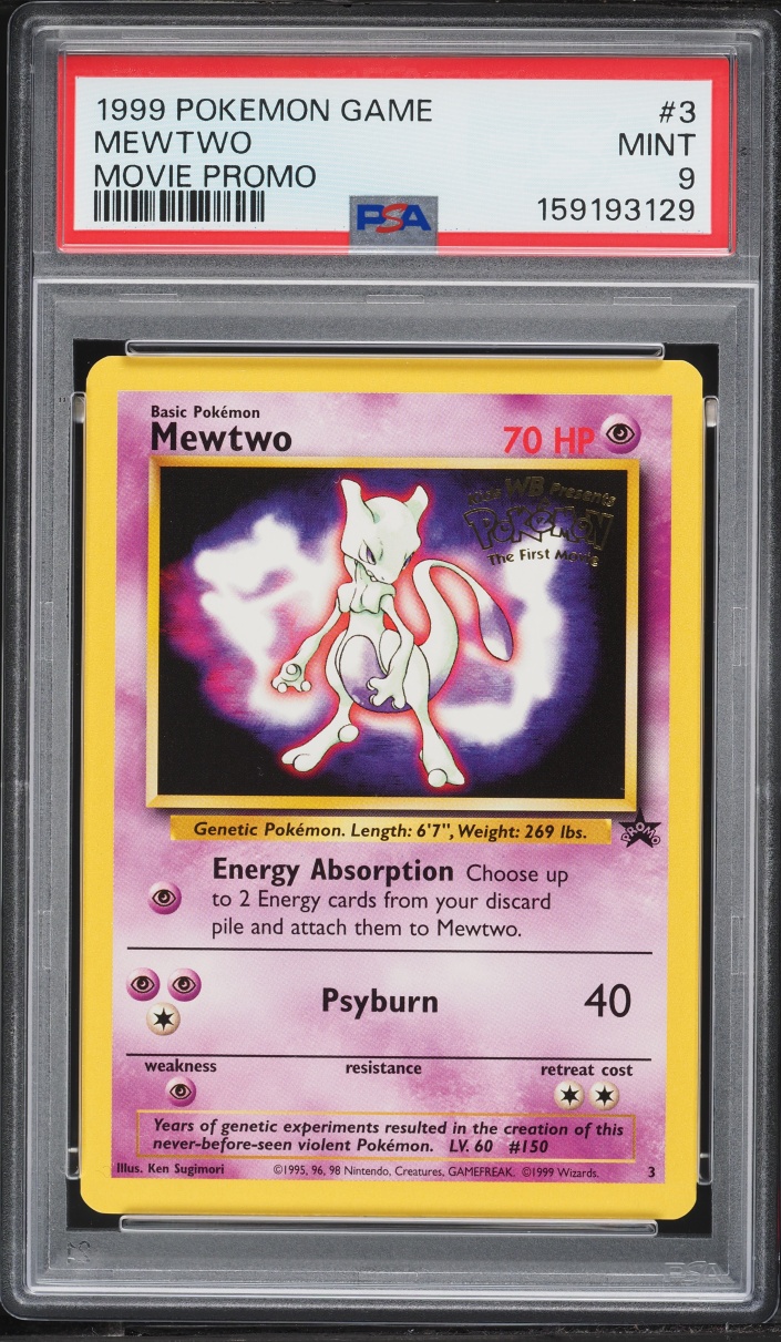 1999 Pokemon Movie Black Star Promo Mewtwo #3 PSA 9 MINT