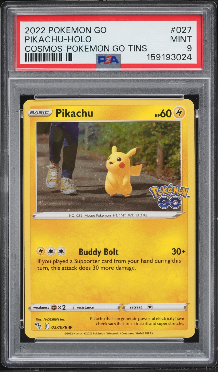 2022 Pokemon Sword & Shield Promo Pokemon GO Tins Cosmos Holo Pikachu #27 PSA 9 MINT