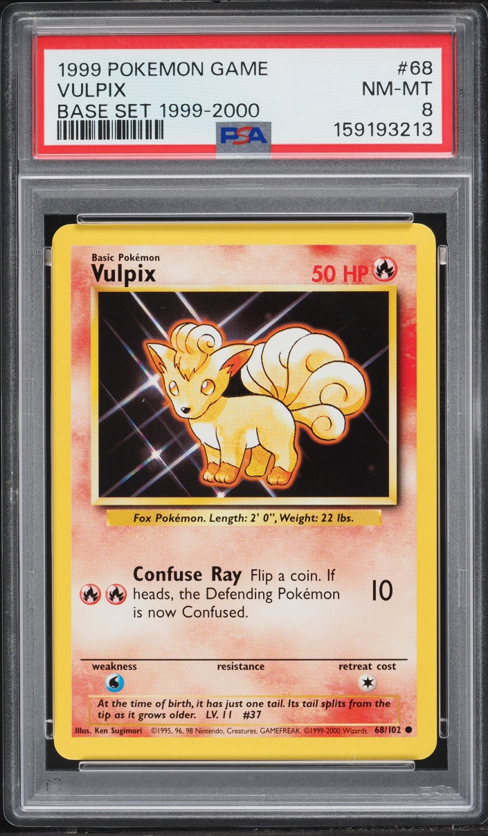 1999 Pokemon Base Set Vulpix #68 PSA 8 NM-MT