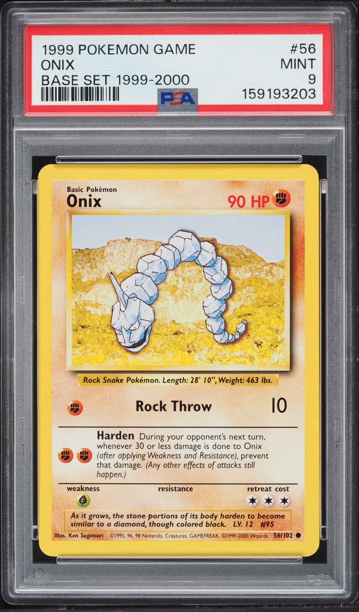 1999 Pokemon Base Set Onix #56 PSA 9 MINT
