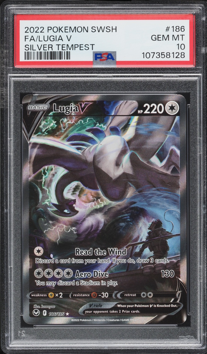 2022 Pokemon Sword & Shield Silver Tempest Full Art Lugia V #186 PSA 10 GEM MINT