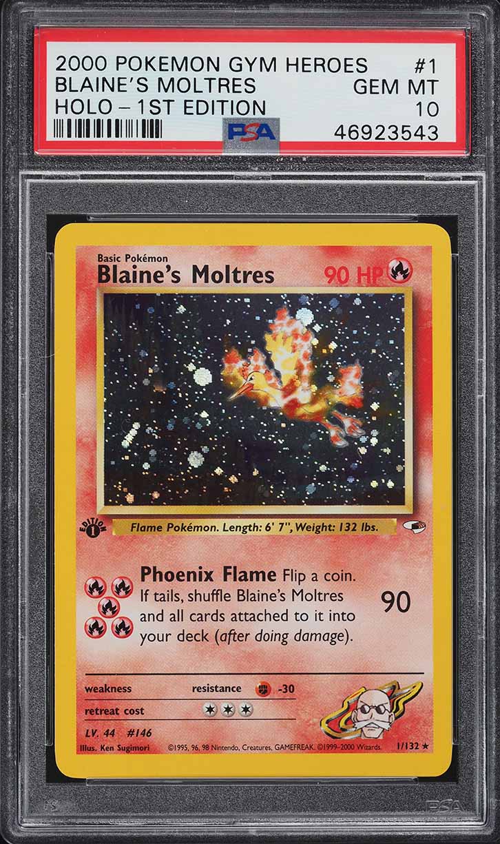 2000 Pokemon Gym Heroes 1st Edition Holo Blaine's Moltres #1 PSA 10 GEM MINT