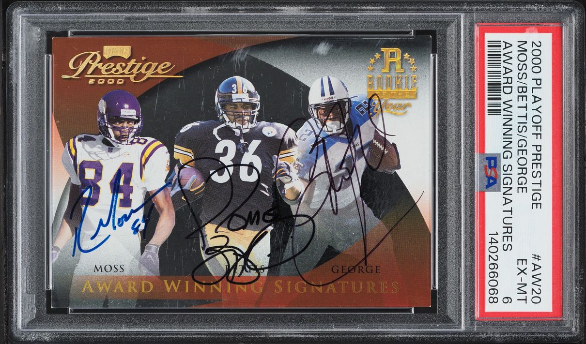 2000 Playoff Prestige ROY Award Winning Signatures Moss Bettis George AUTO #AW20 PSA 6 EXMT