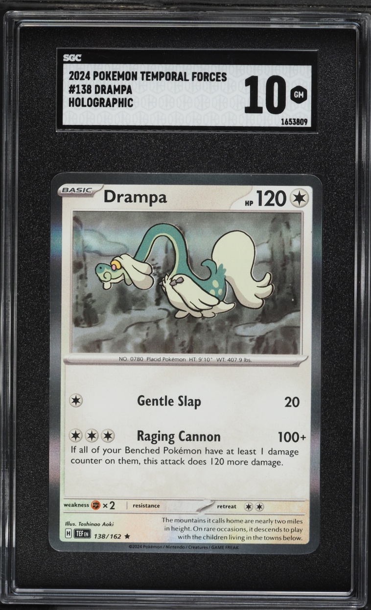 2024 Pokemon Scarlet & Violet Temporal Forces Holo Drampa #138 SGC 10 GEM MINT
