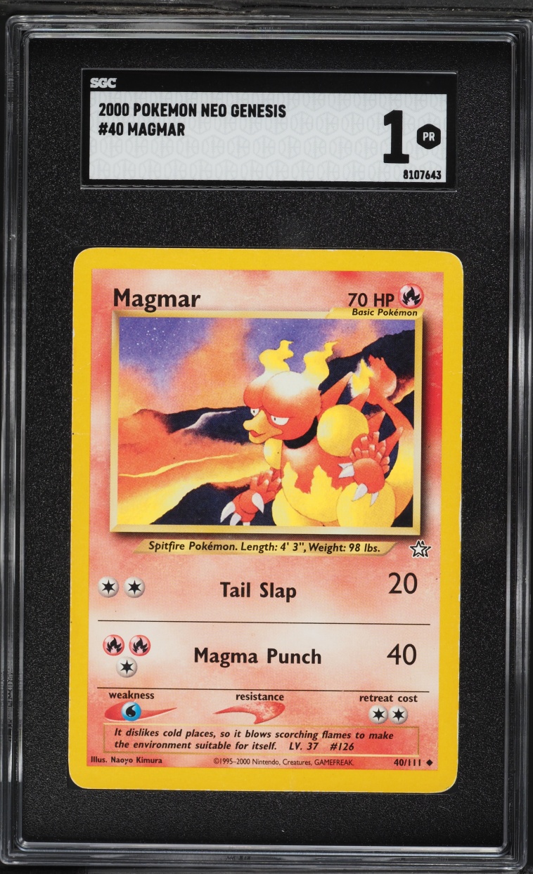 2000 Pokemon Neo Genesis Magmar #40 SGC 1 PR