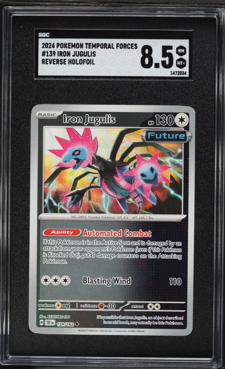 2024 Pokemon Scarlet & Violet Temporal Forces Reverse Holo Iron Jugulis #139 SGC 8.5 NM-MT+