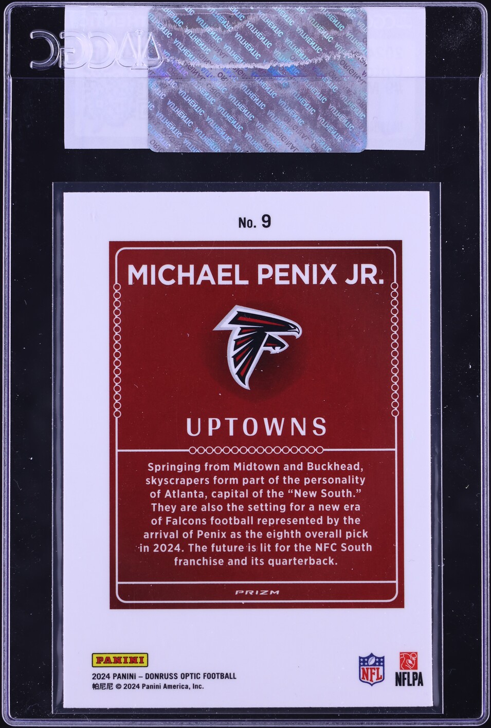 2024 Donruss Optic Uptowns Michael Penix Jr. ROOKIE #9 CGC AUTH