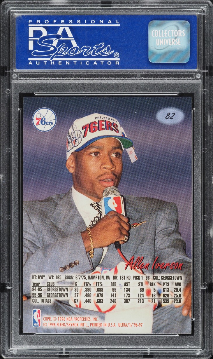 1996 Ultra Basketball Allen Iverson ROOKIE #82 PSA 10 GEM MINT