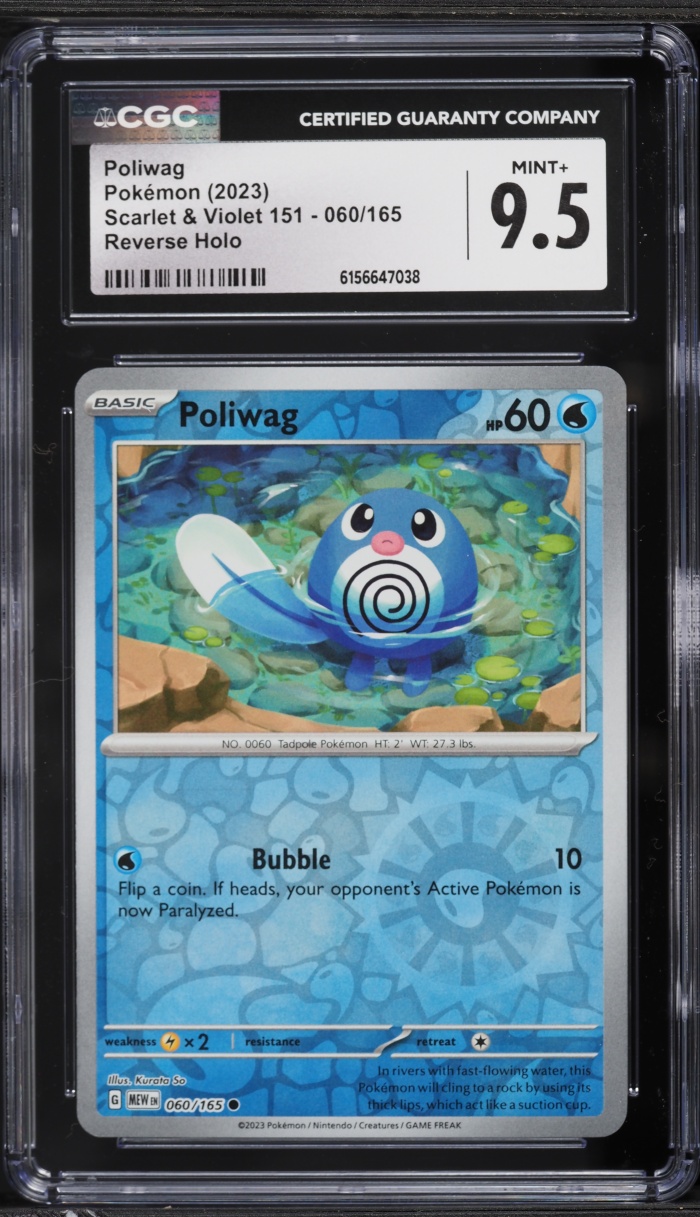 2023 Pokemon Scarlet & Violet 151 Reverse Holo Poliwag #60 CGC 9.5 MINT+