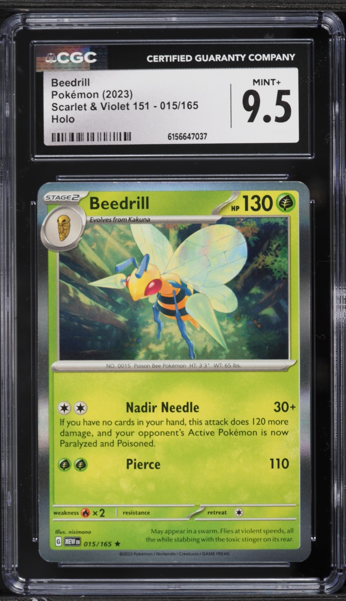 2023 Pokemon Scarlet & Violet 151 Holo Beedrill #015 CGC 9.5 MINT+