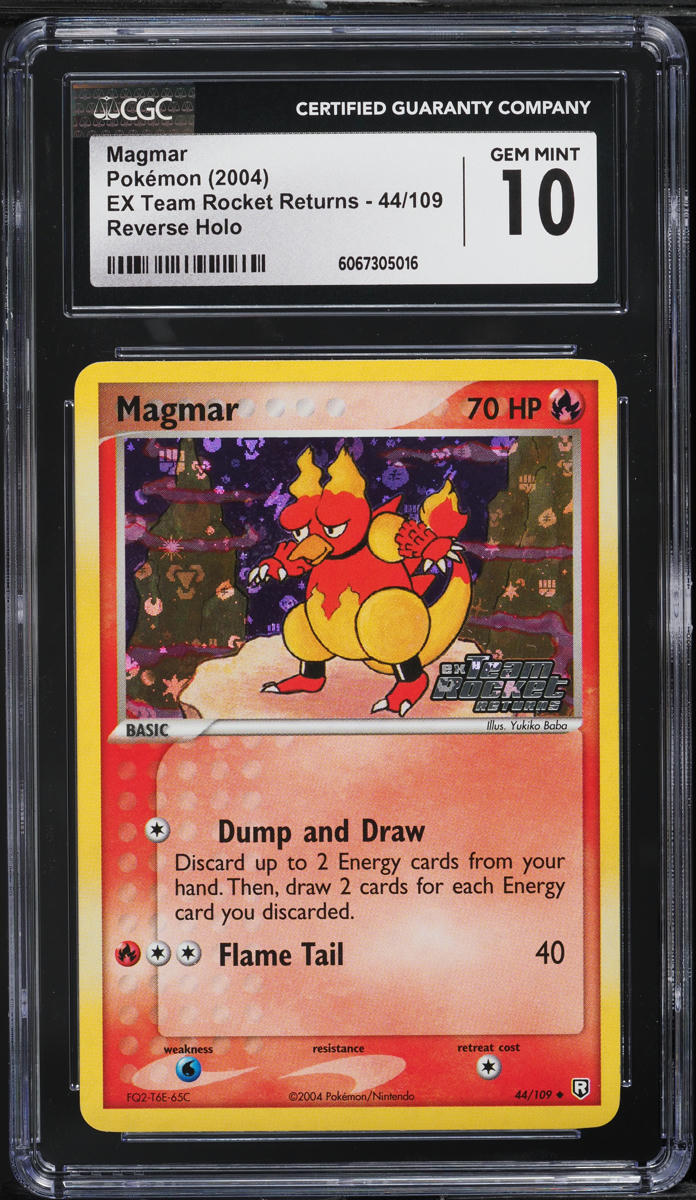 2004 Pokemon EX Team Rocket Returns Reverse Holo Magmar #44 CGC 10 GEM MINT