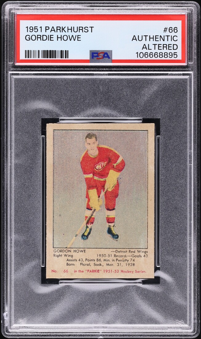 1951 Parkhurst Gordie Howe ROOKIE #66 PSA ALTERED AUTH