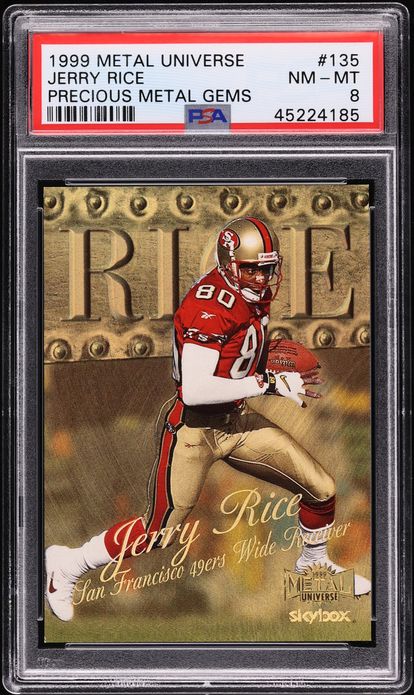 1999 Metal Universe Precious Metal Gems PMG Jerry Rice /50 #135 PSA 8 NM-MT - Photo 1