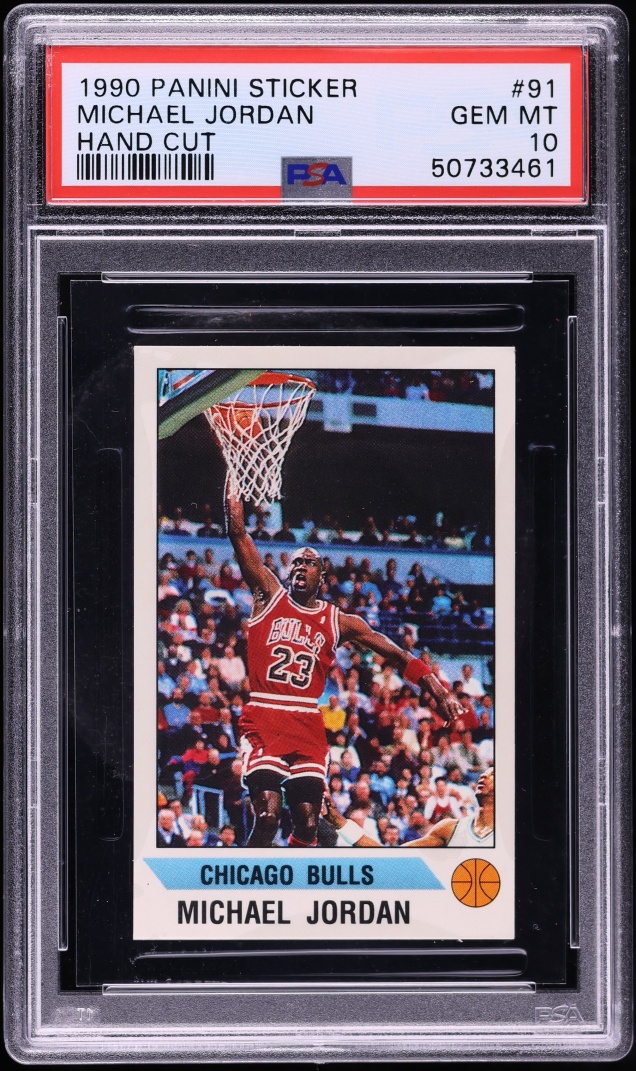 1990 Panini Sticker Hand Cut Michael Jordan #91 PSA 10 GEM MINT