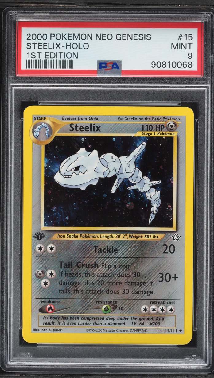 2000 Pokemon Neo Genesis 1st Edition Holo Steelix #15 PSA 9 MINT